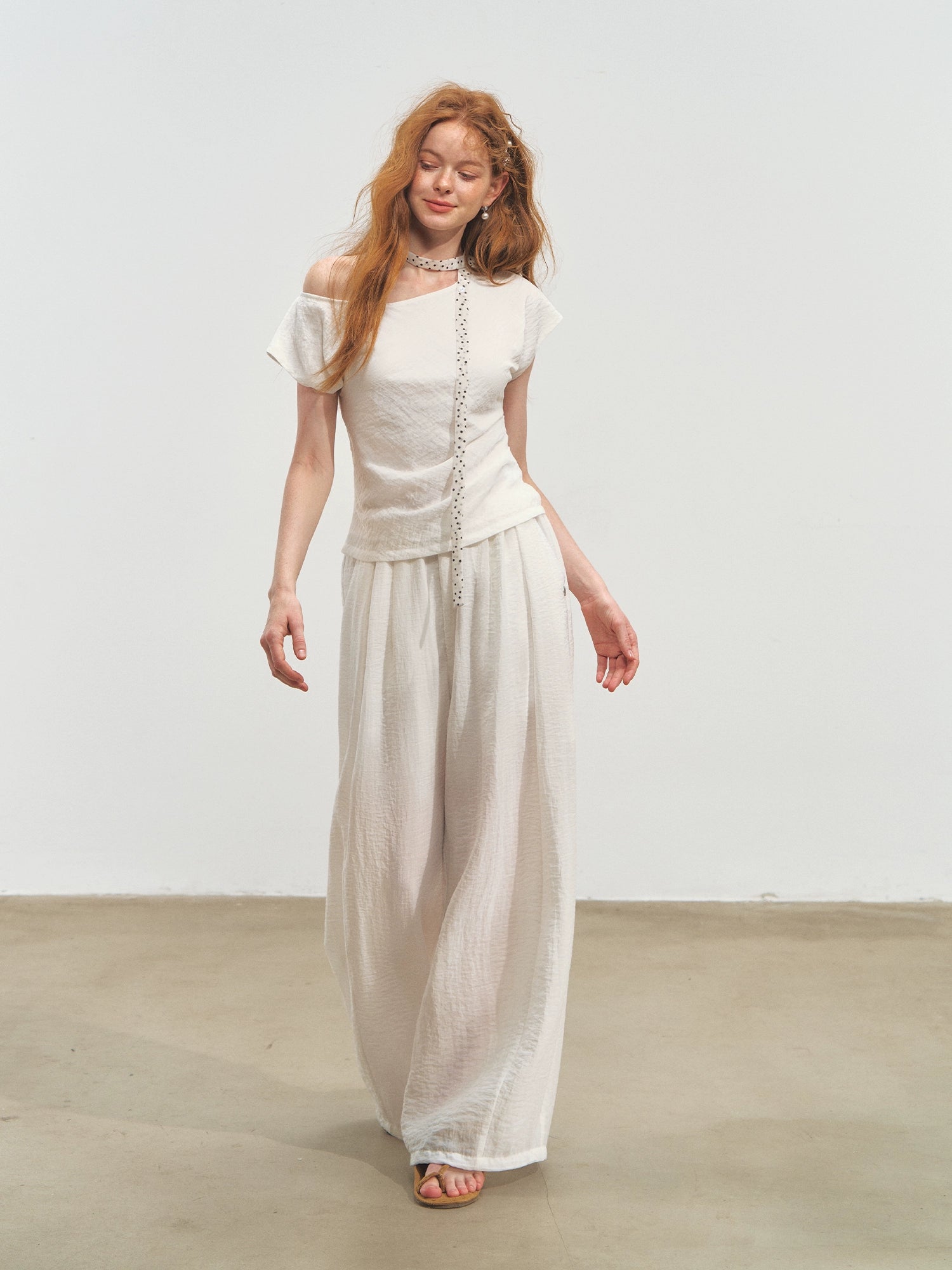 Draped Lazy Asymmetric Shoulder Convertible Top Set - CHINASQUAD