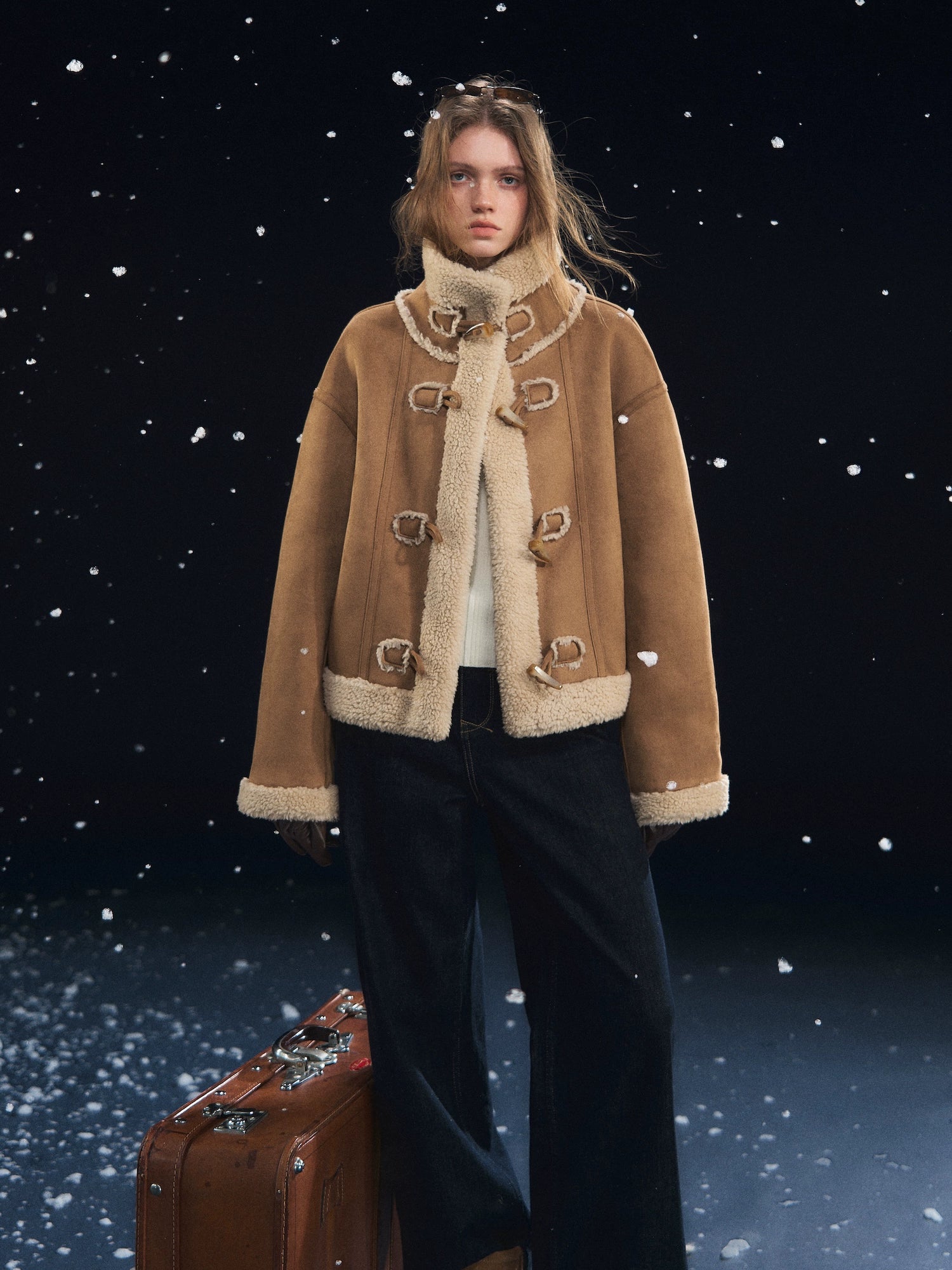 Horn-Button Sherpa Jacket