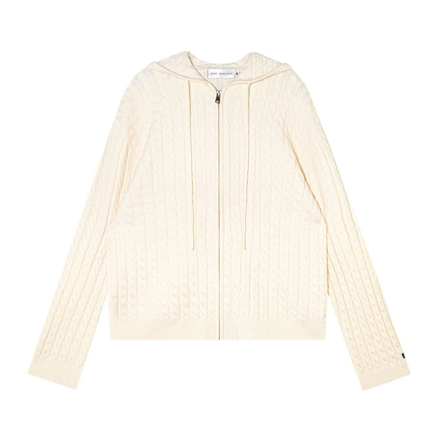 Wool Blend Cable Knit Zipped Hoodie & Wide-Leg Pants Set