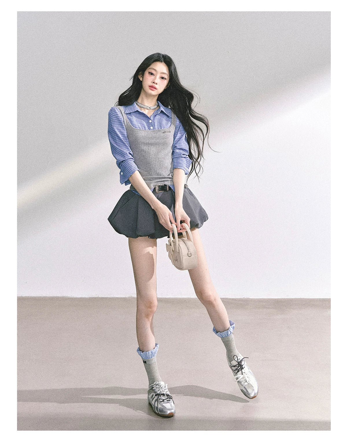 American-Style High-Waist Bubble Mini Skirt