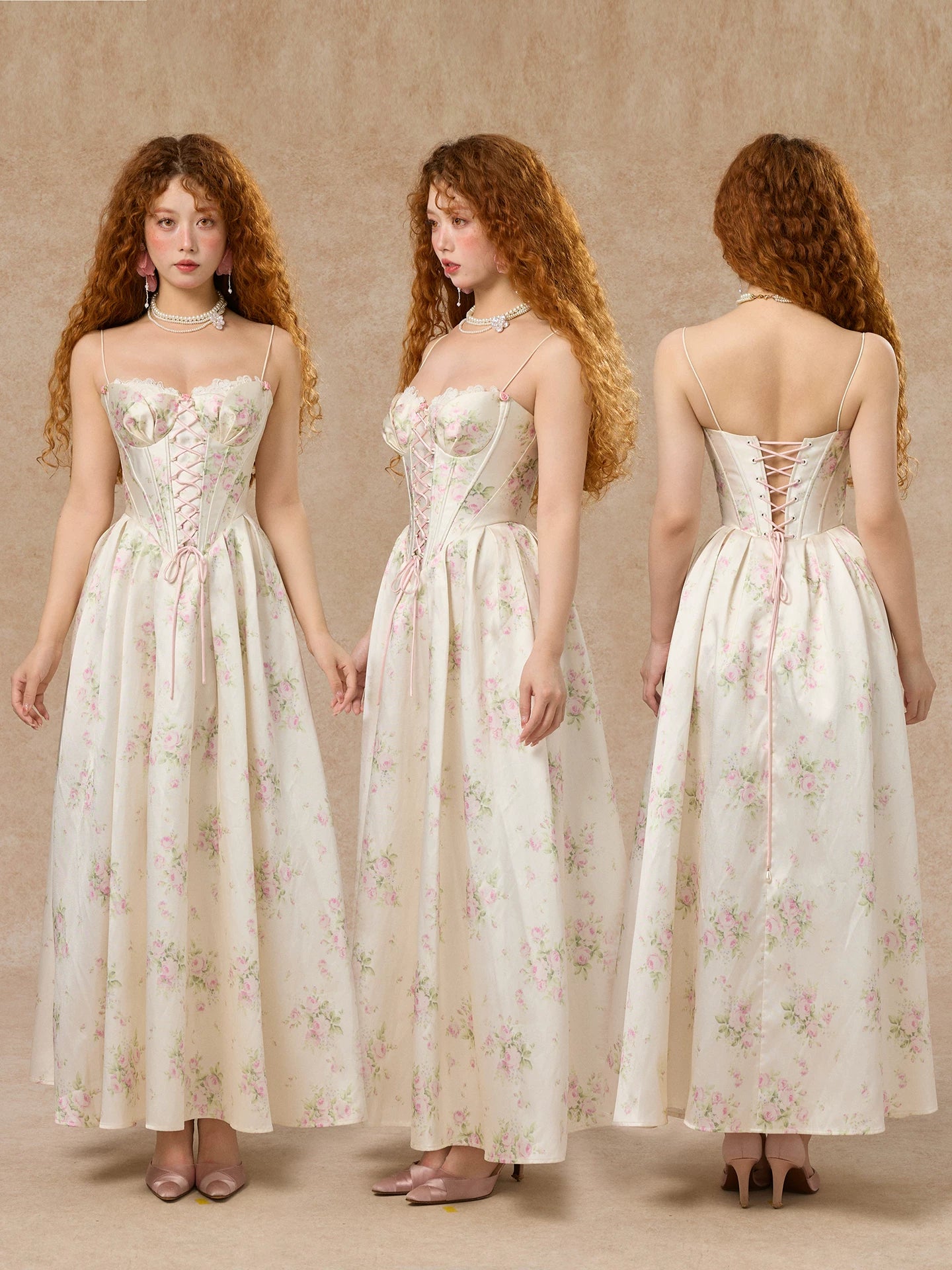 French Vintage Court-Style Satin Slip Gown