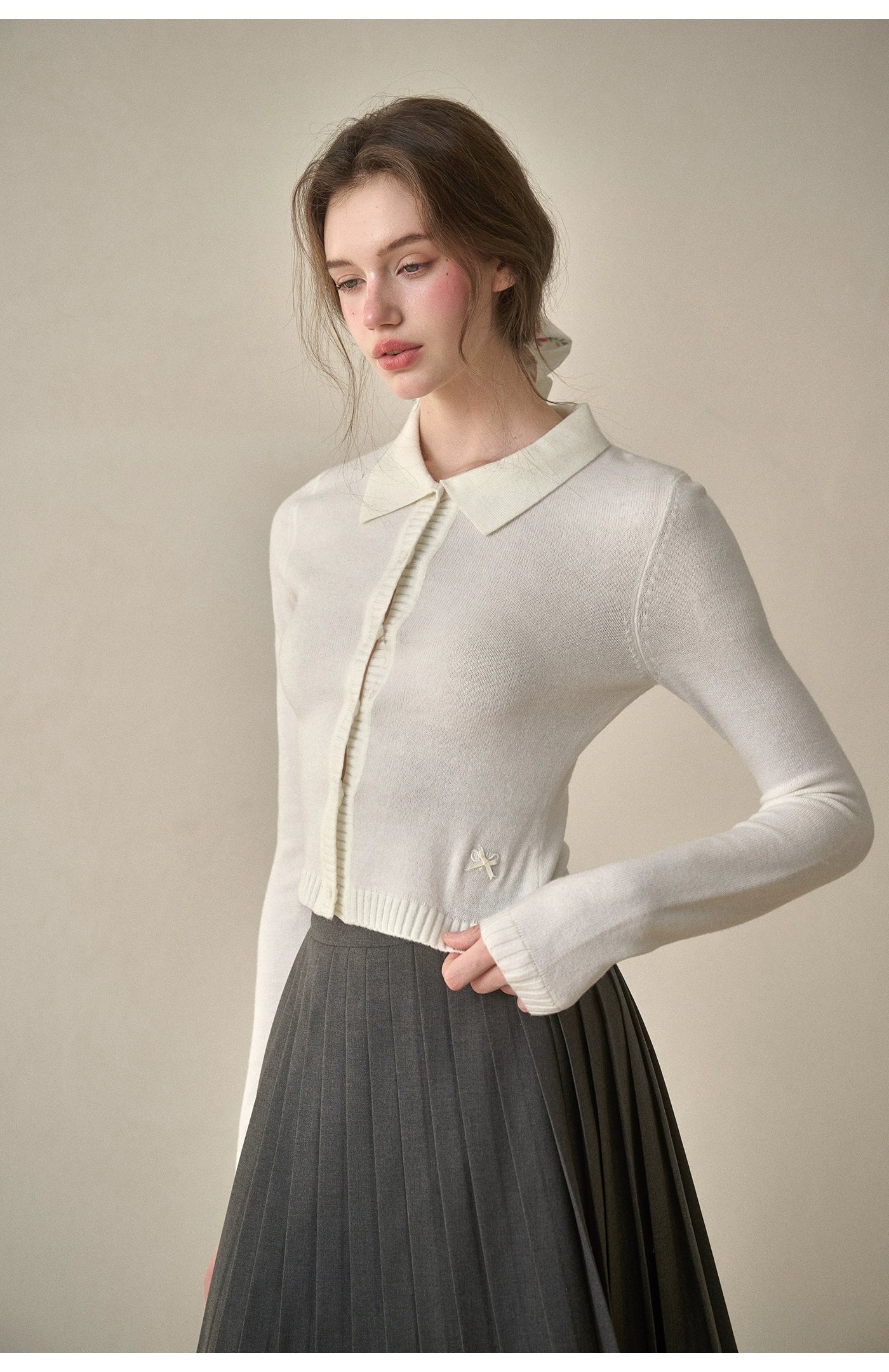 Silky Wool Cropped Cardigan
