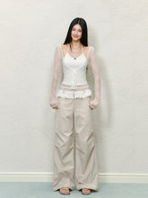 Lace Trim Pleated Cargo Pants - CHINASQUAD