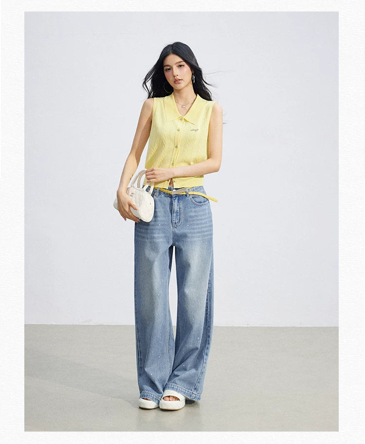 Cooling Touch Sleeveless Polo Knit Cardigan