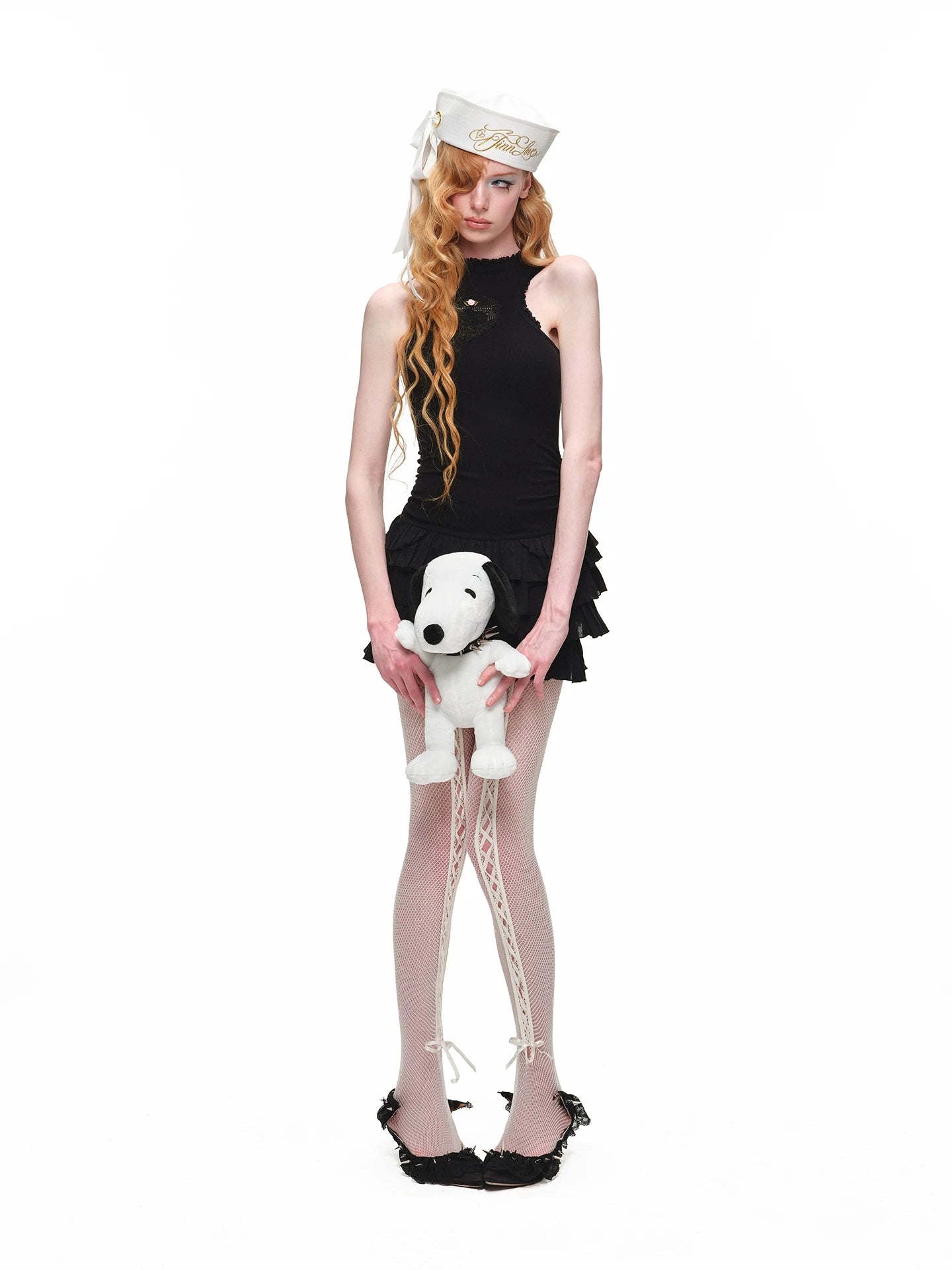 Snoopy Lace Patch Tiered Tank Dress 1Jinn Studio