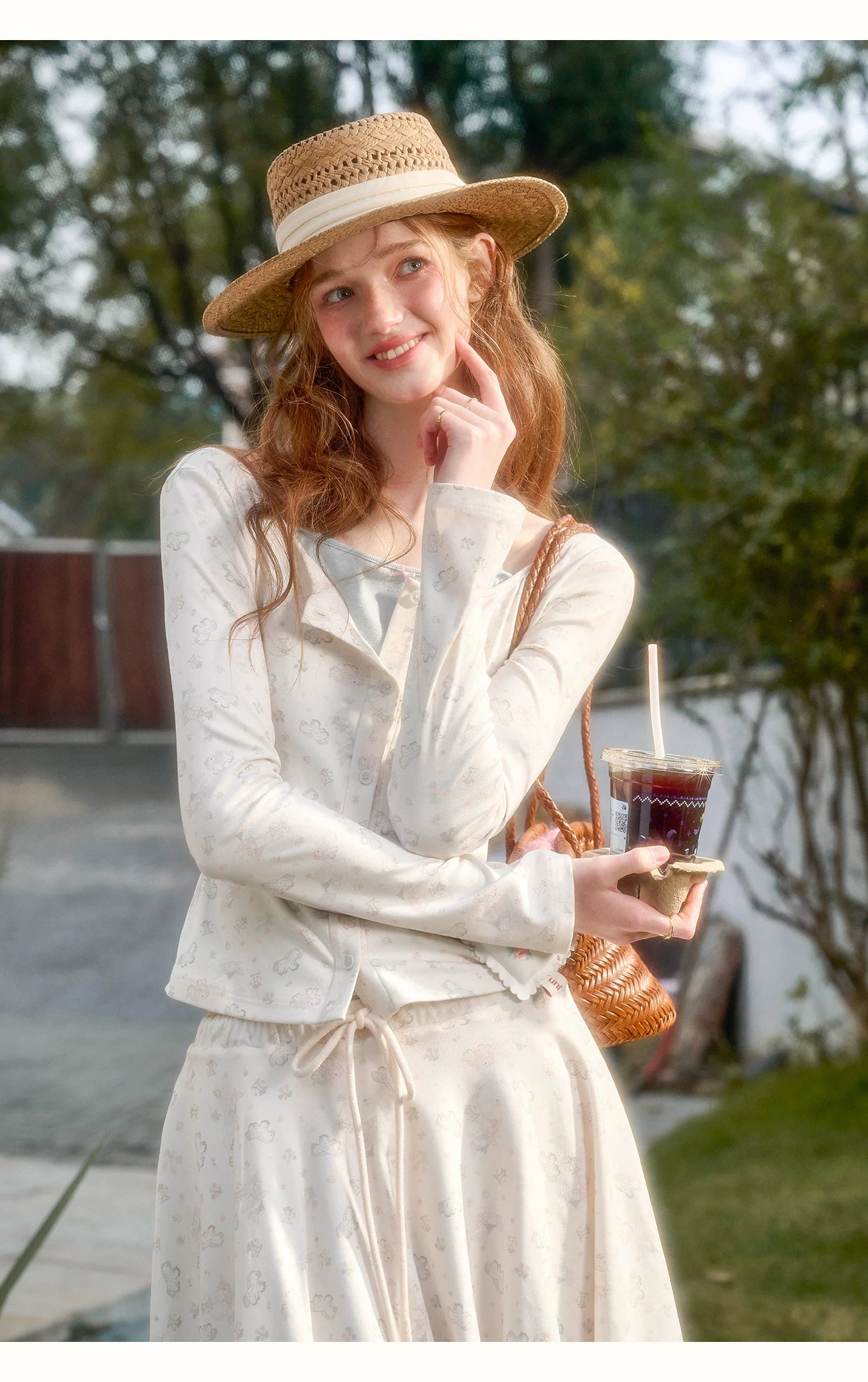 Amusement Park Printed Cardigan & Skirt Set