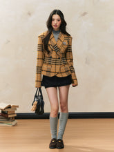 Yellow Plaid Fitted Shoulder-Pad Jacket - CHINASQUAD