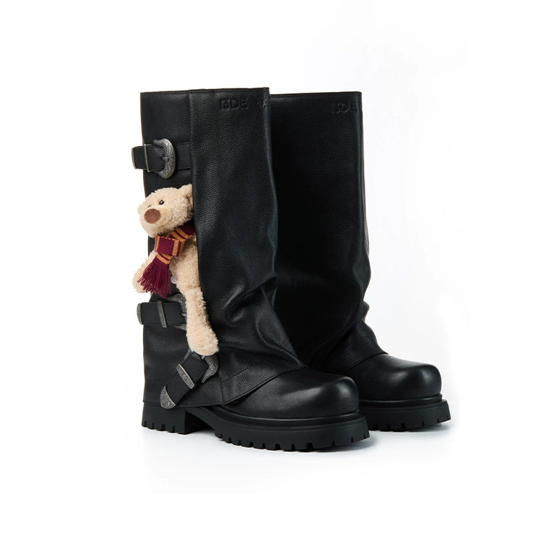 Vintage Stacked High Leather Boots