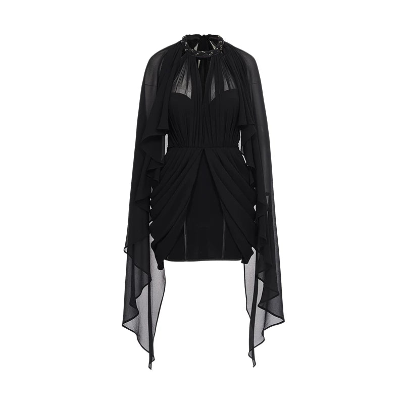 Draped Shawl Detail Halter Corset Dress