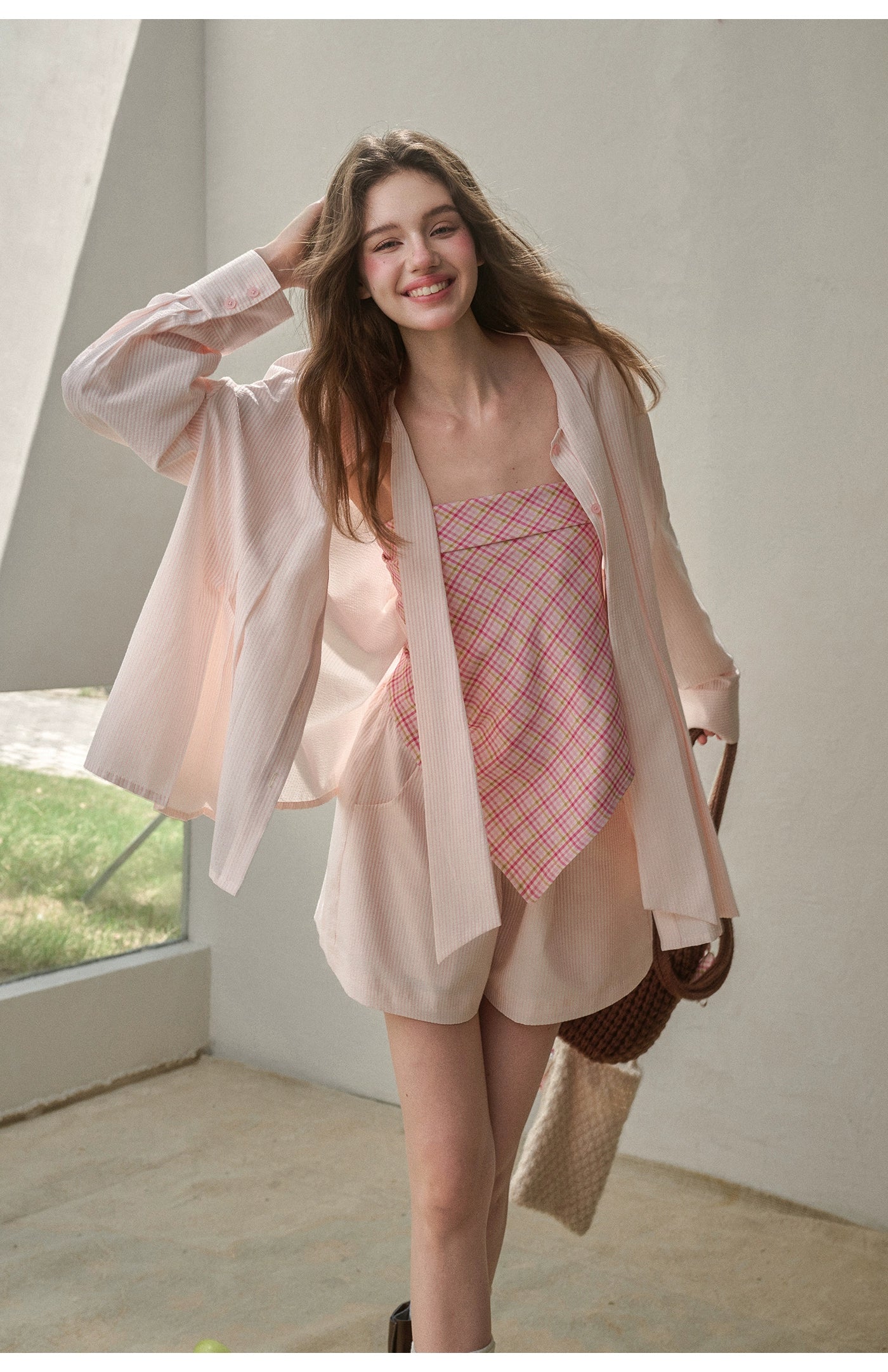 "Perfume Memoir" Tencel Cotton Bow Blouse Set