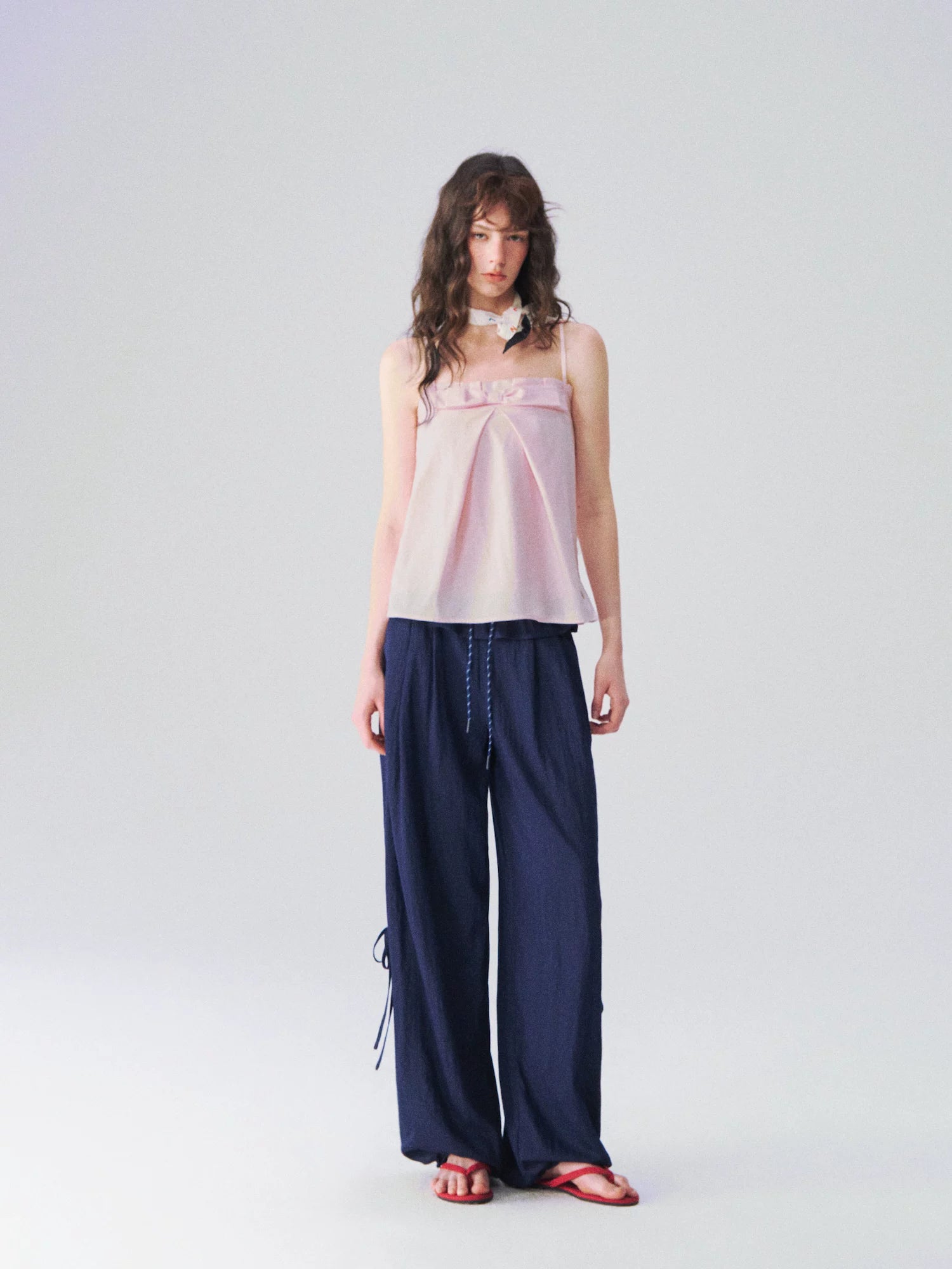 Relaxed Bubble-Waist Wide-Leg Trousers