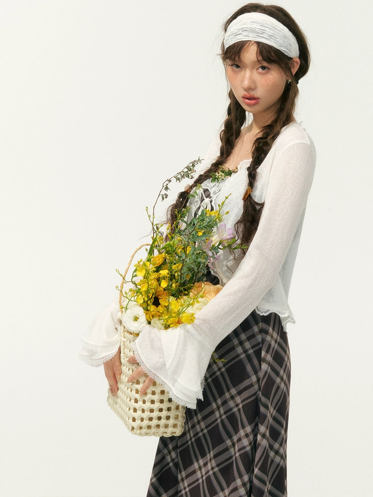 Lace-Edge Lightweight Cardigan