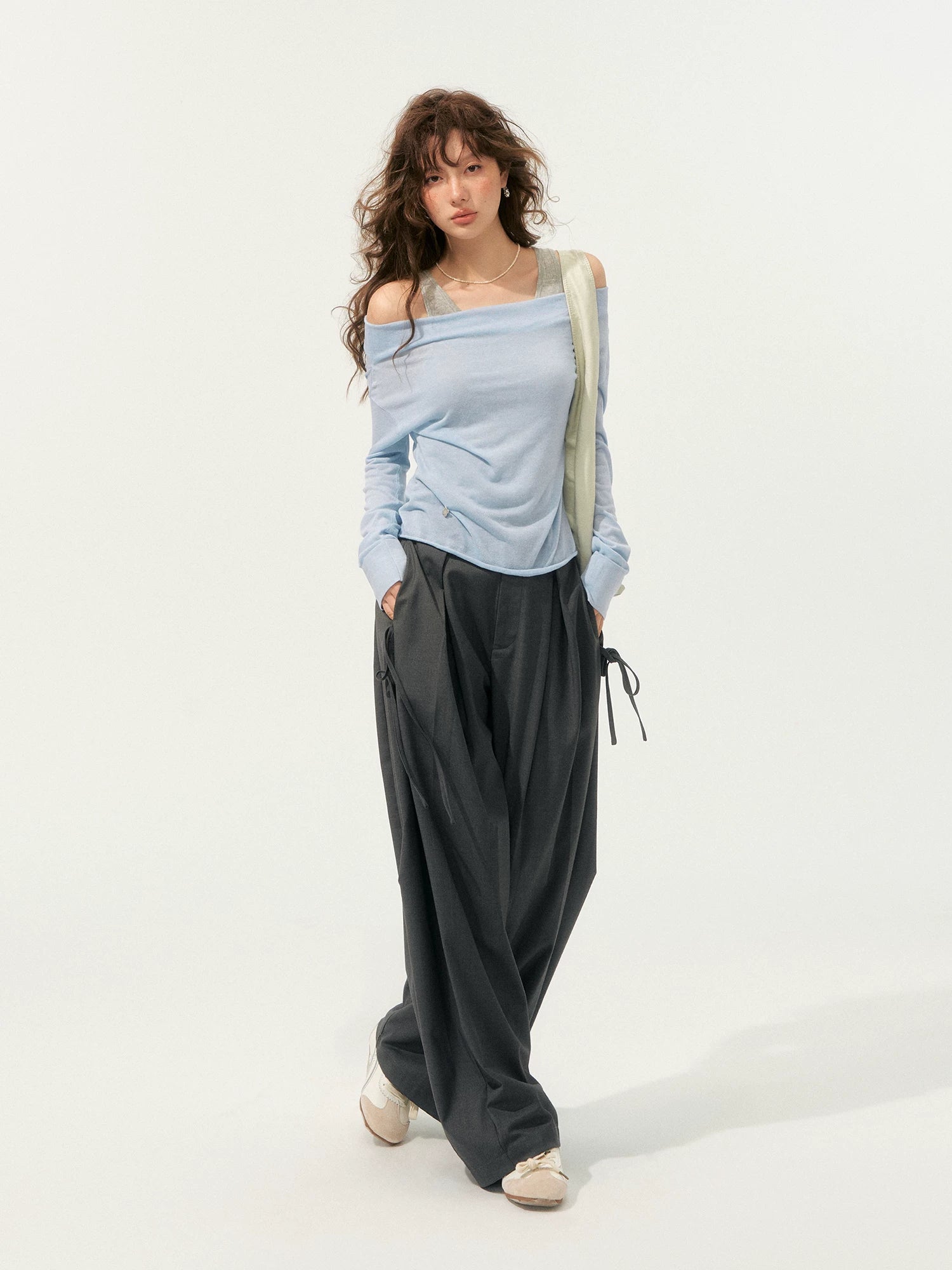 Sheer Polka Dot Layered Two-Piece T-Shirt Set