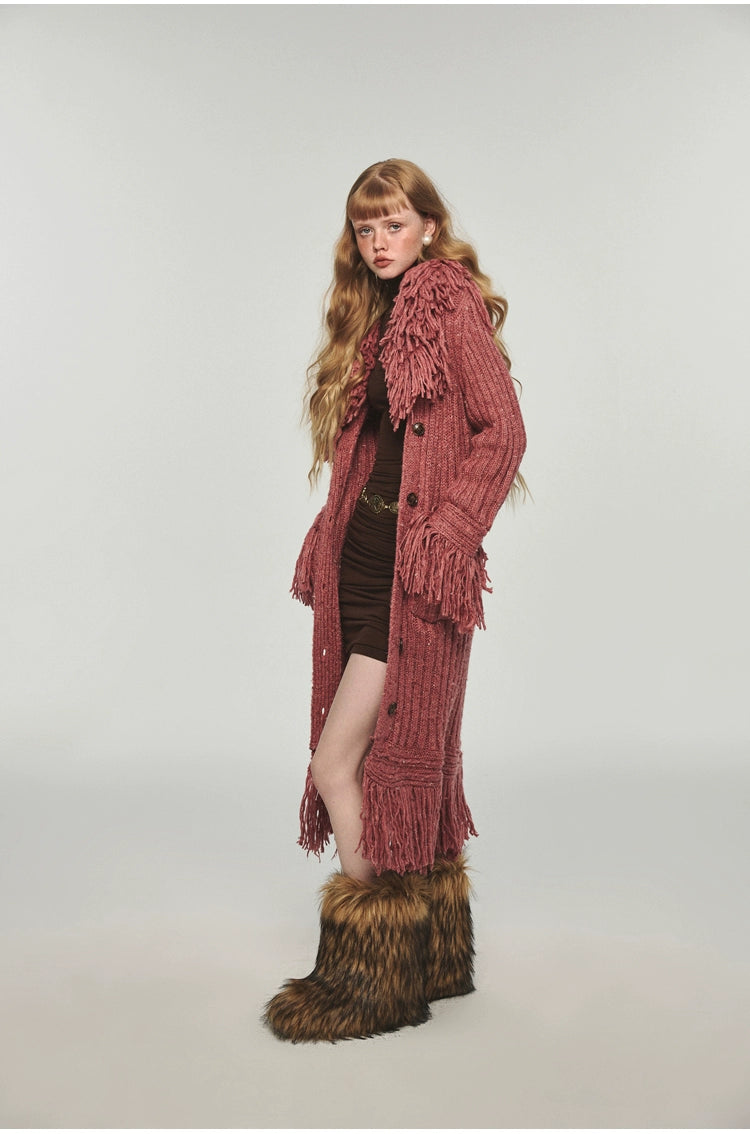Tassel Knitted Maxi Overcoat - CHINASQUAD