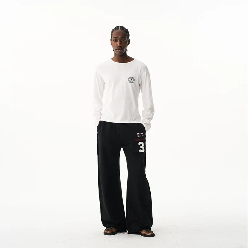 Multi-Color Embroidered Raw-Edge Sweatpants