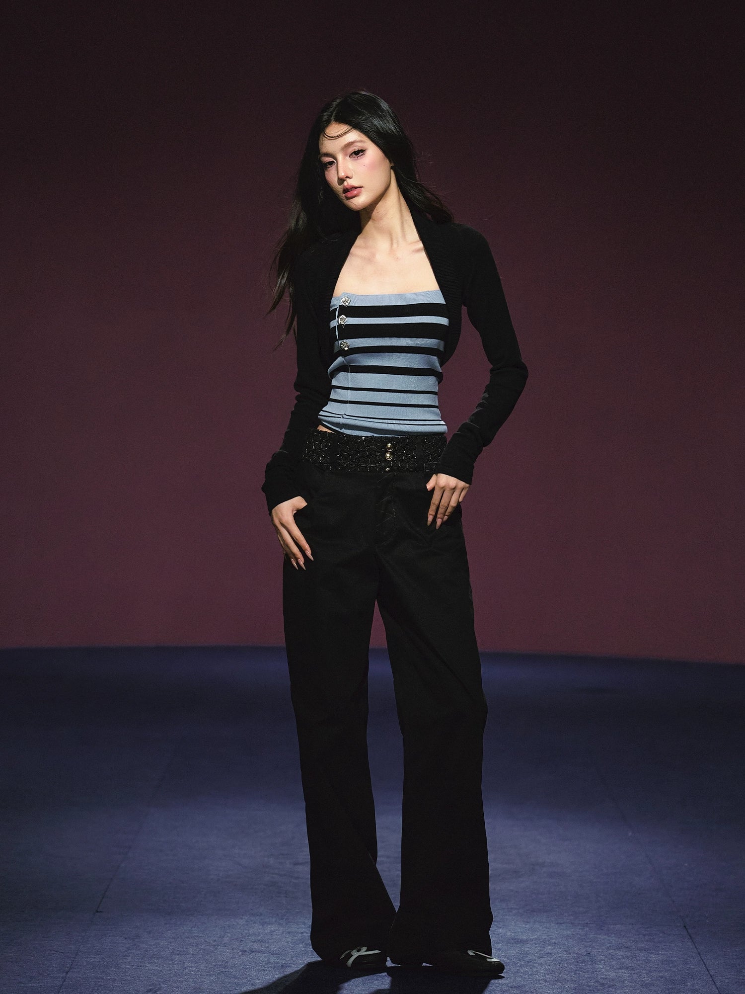 Double-Waistband Two-Piece Wide-Leg Pants - CHINASQUAD