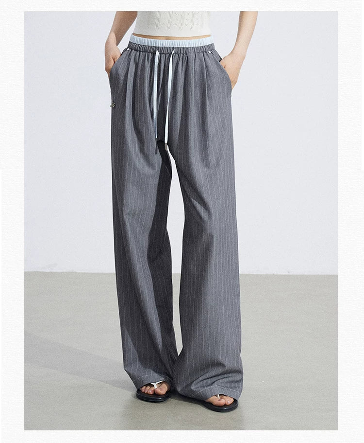 Contrast Stripe Tailored Wide-Leg Trousers
