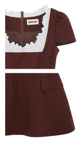 Ruffled Short-Sleeve A-Line Dress - CHINASQUAD