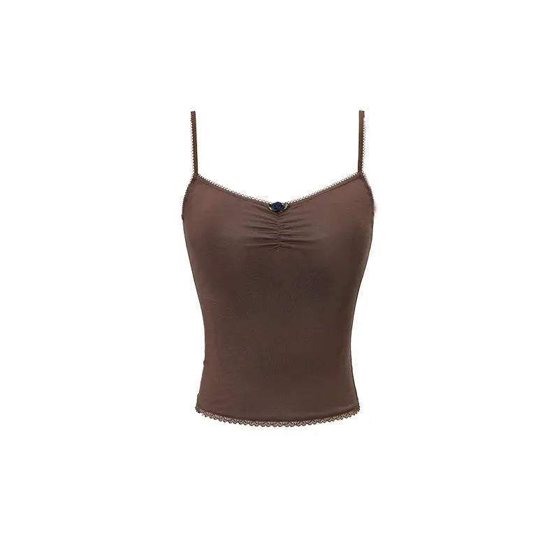 Pleated Lace Waist-cinched Tank Top - CHINASQUAD