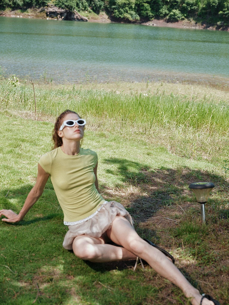 Detachable Floral Cutout Double-Layer Skirt