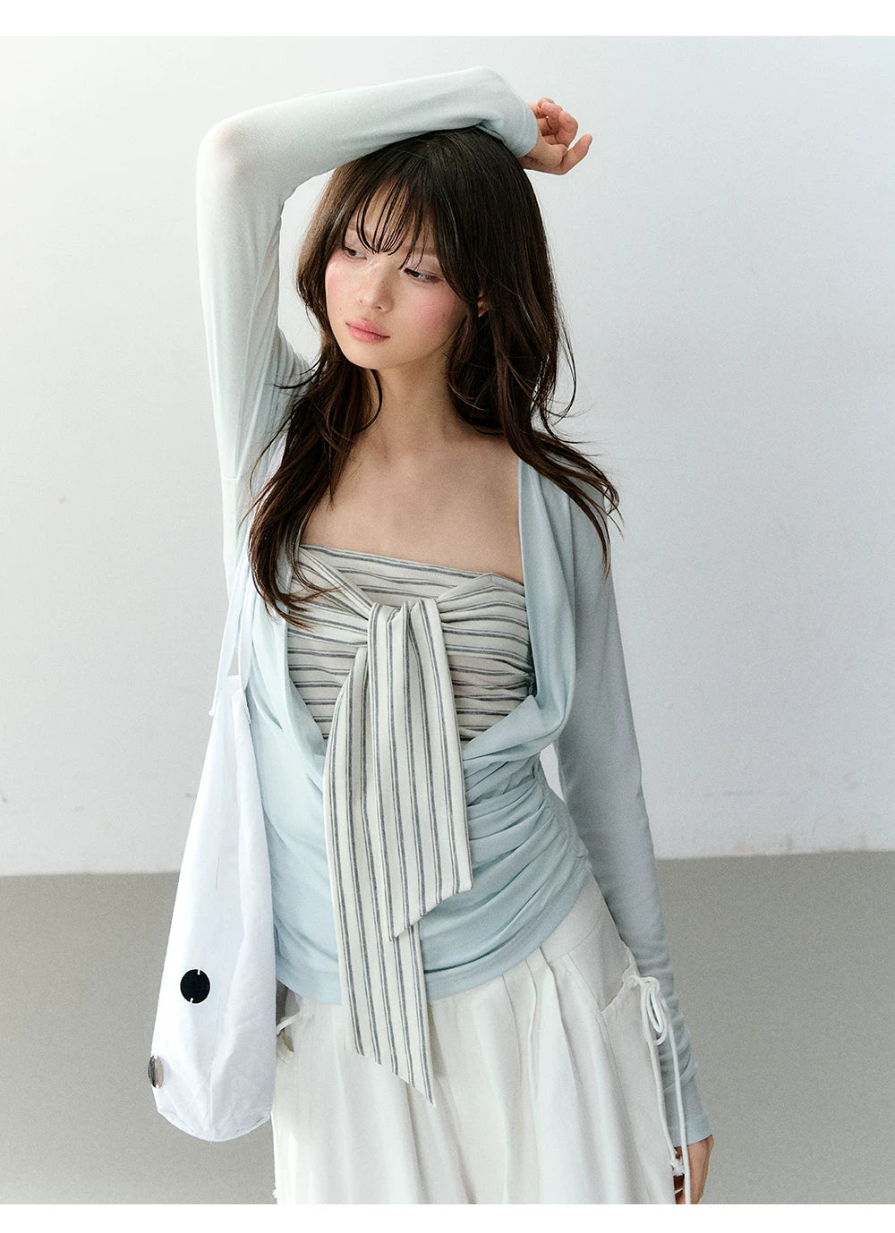 Lyocell Draped Neck Two-Piece Top Set