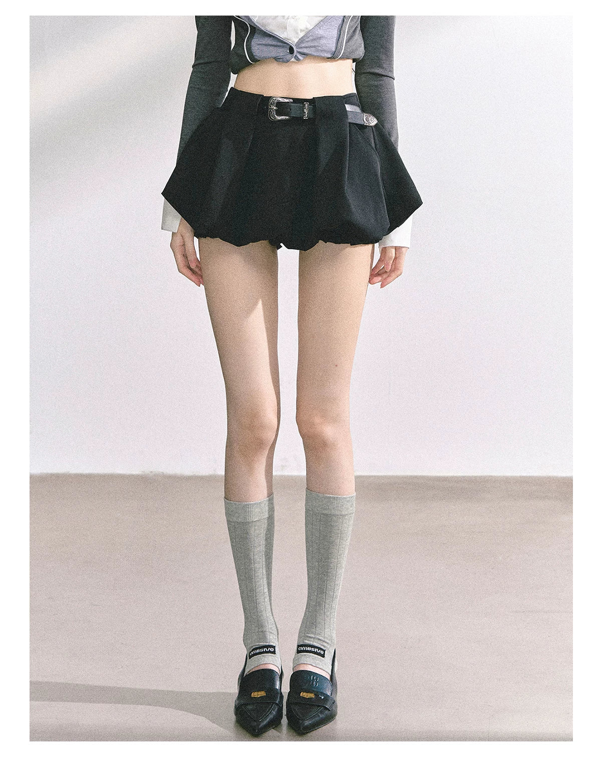 American-Style High-Waist Bubble Mini Skirt