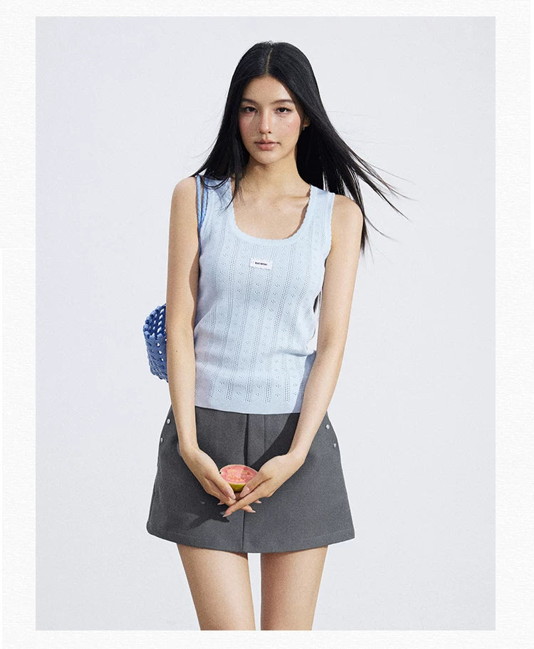 Lace Trim Textured Ice Silk Tank Top