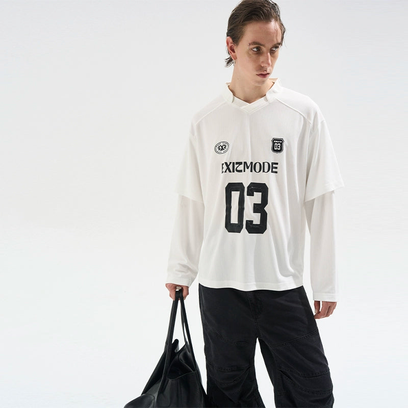 Vintage Striped Layered-Effect Long Sleeve Jersey T-Shirt - CHINASQUAD