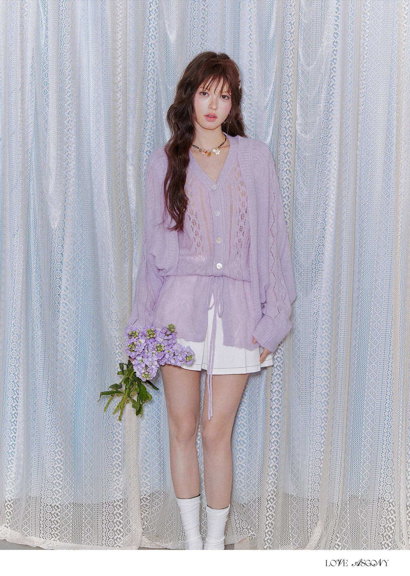 Mohair Wool-Blend Drawstring Cami & Cardigan Set