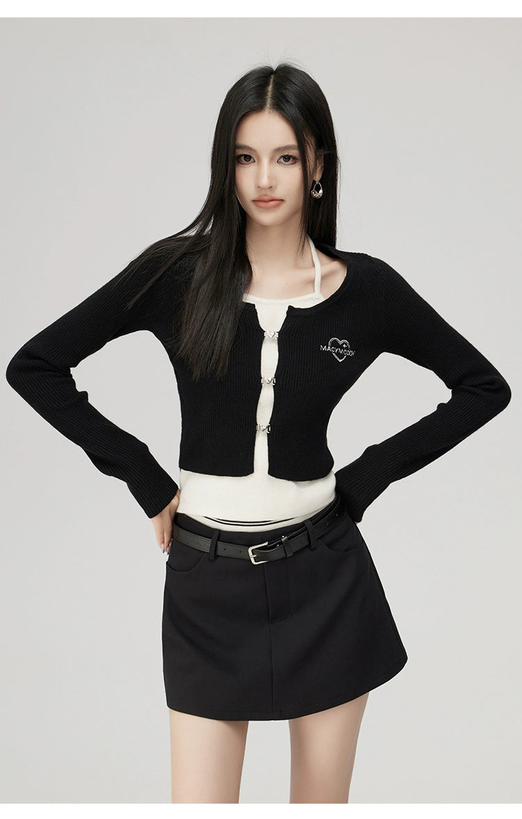 Fake Two Piece Knit Halter Blouse - CHINASQUAD