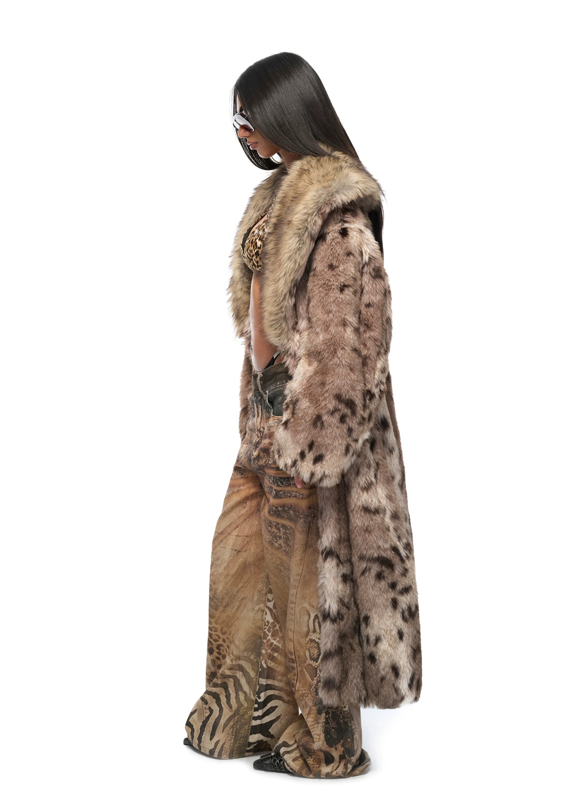 Leopard-Print Eco-Fur Coat