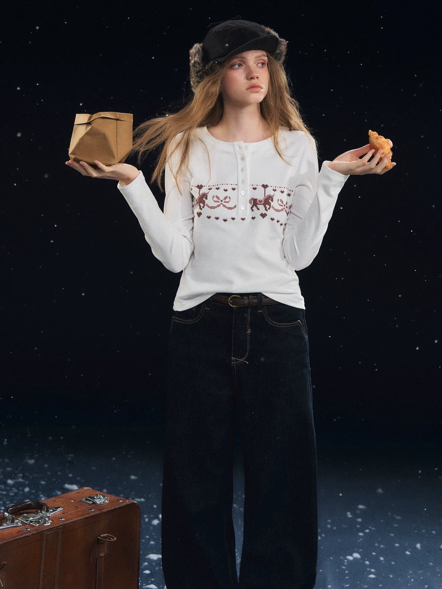 Carousel Print Plush-Feel Top