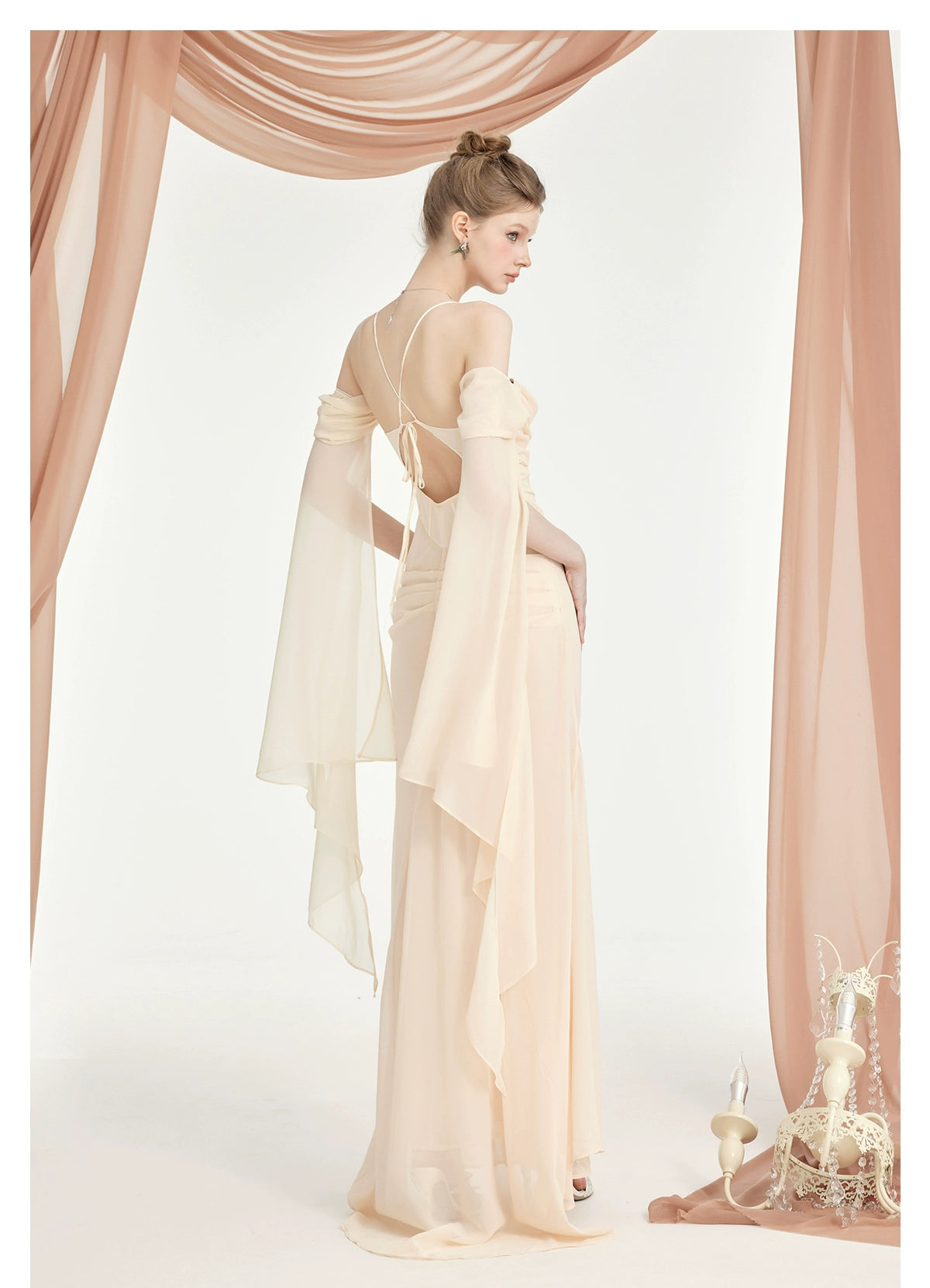 Jasmine Chiffon Backless Fishbone Strappy Dress - CHINASQUAD