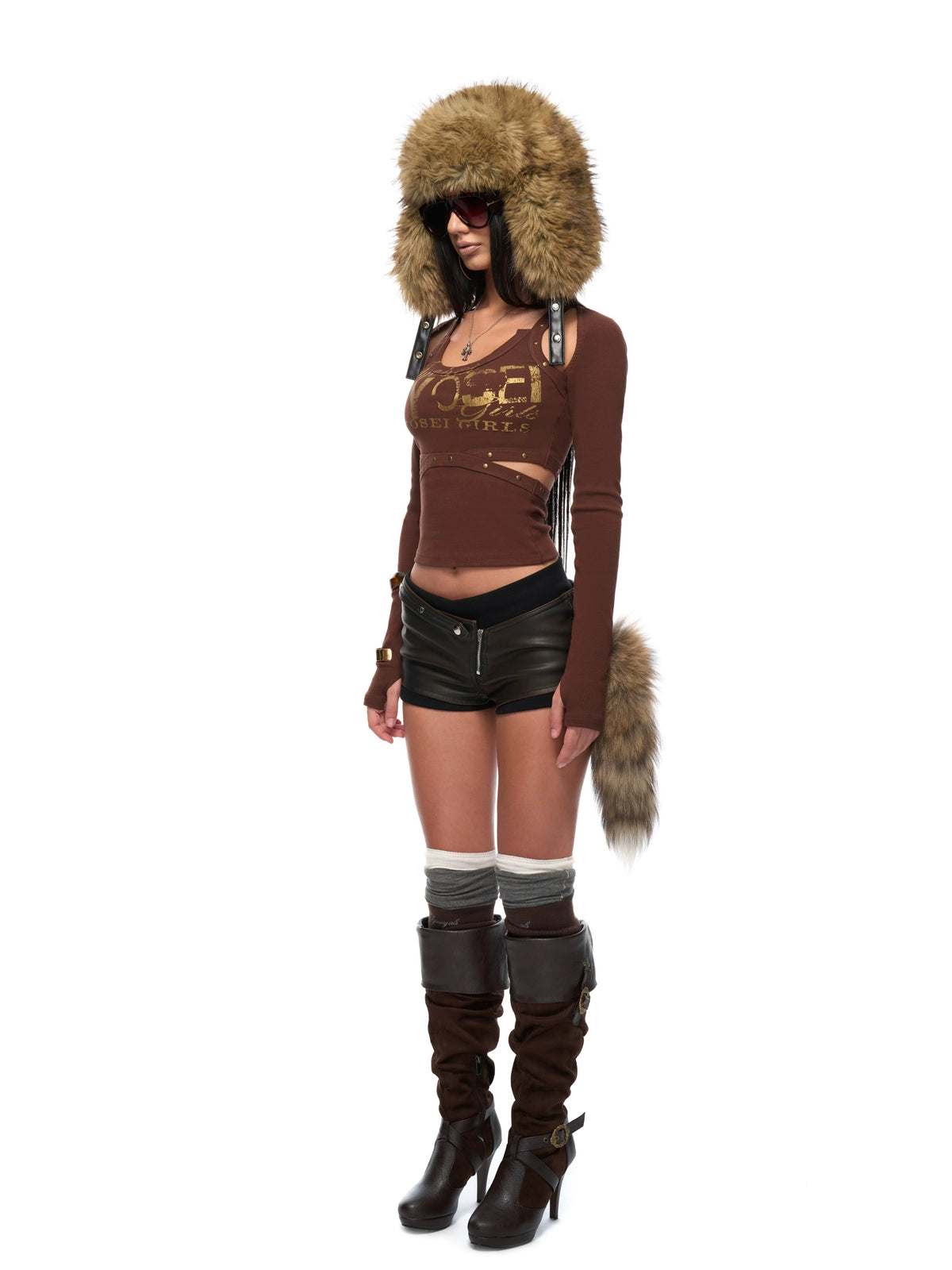 Metallic Logo Cutout Raglan Knit Blouse