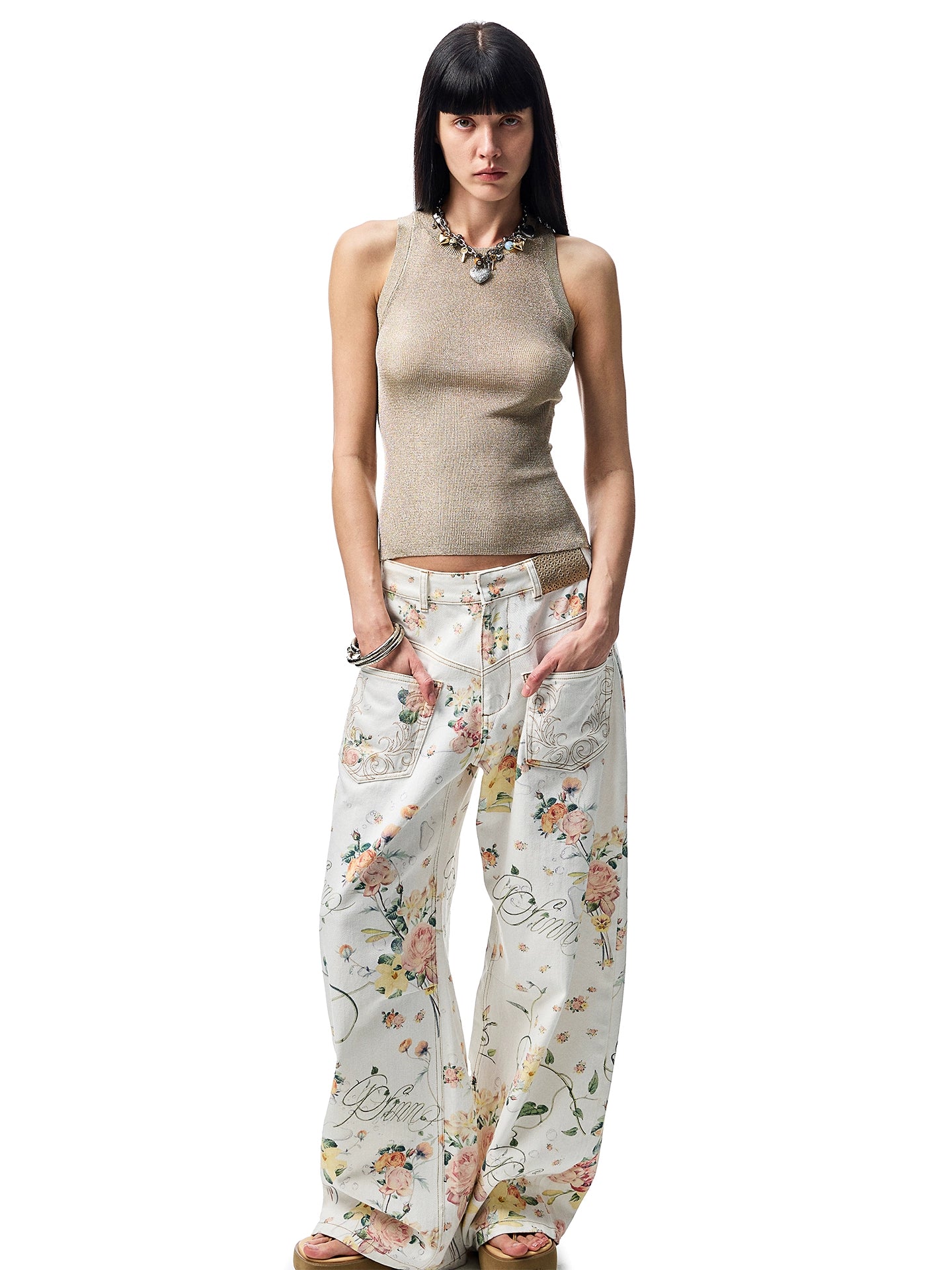 Hollow Out Cable Knit Sleeveless Tank Top - CHINASQUAD