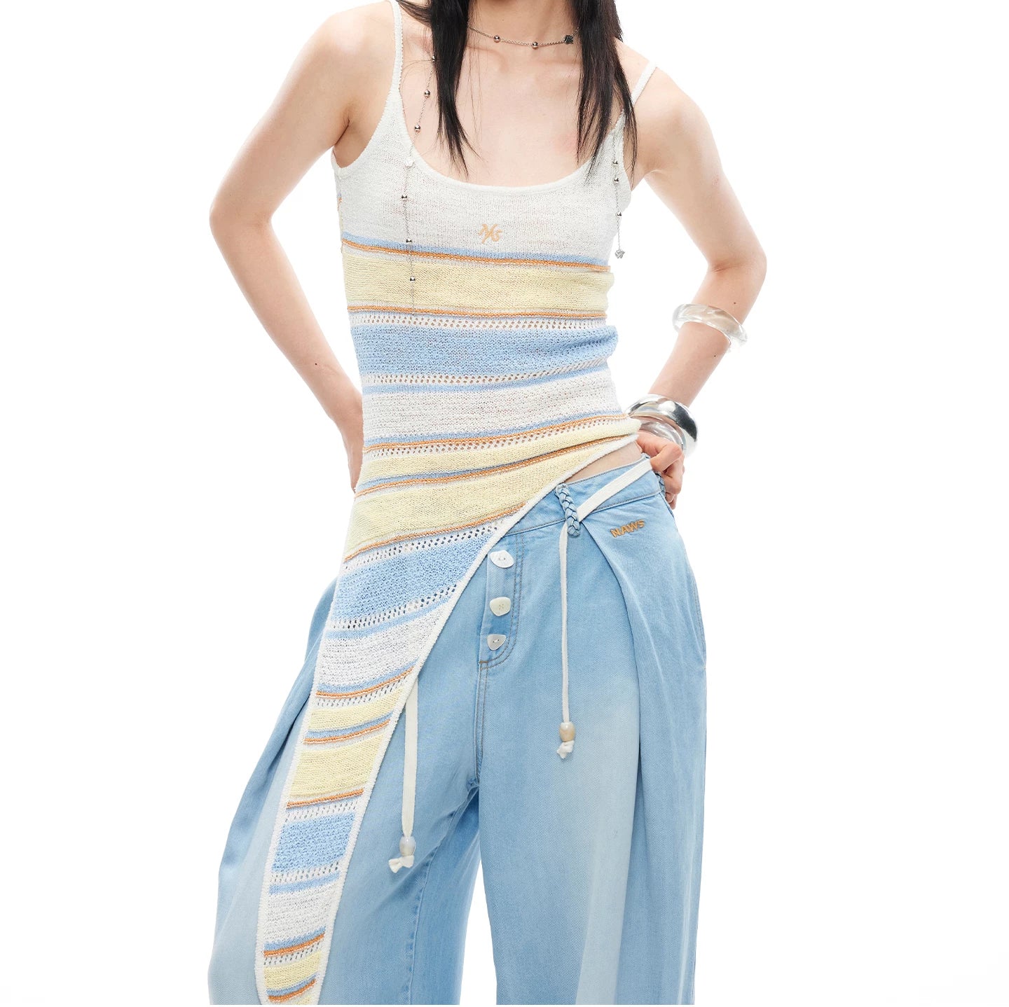 Marfi Striped Spliced Camisole