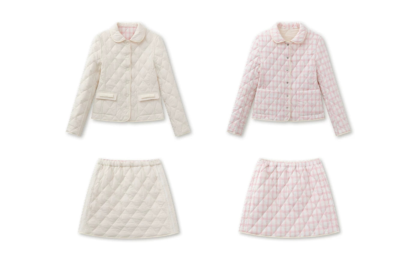 Reversible Quilted Doll Collar Jacket & Skirt Set