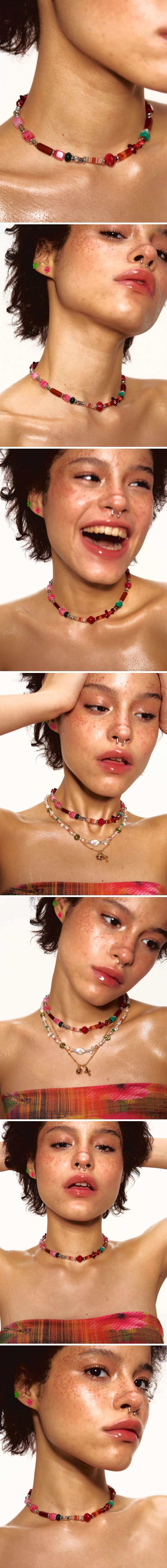 Colored Stone Czech Glass Necklace - CHINASQUAD