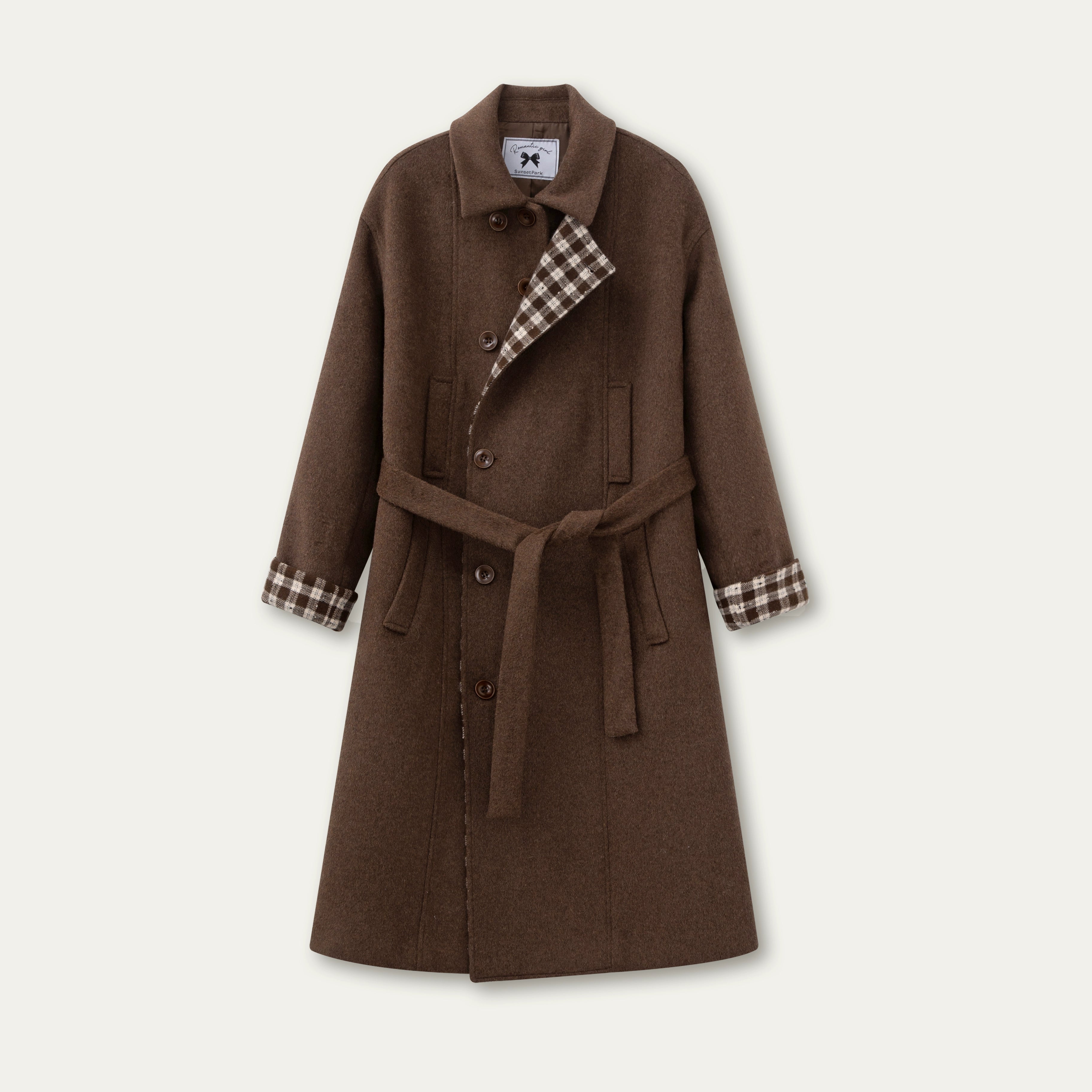 Berlin Avenue Wool Check Scarf Coat - CHINASQUAD