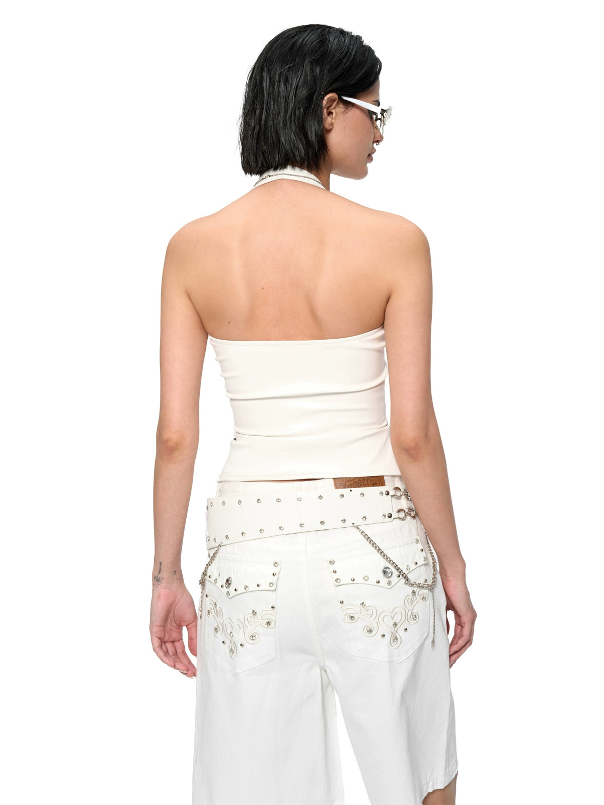 Asymmetric Logo-Embellished Chain & Ribbon Belt