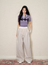 Elastic Waist Striped Pleated Wide-Legged Pants - CHINASQUAD