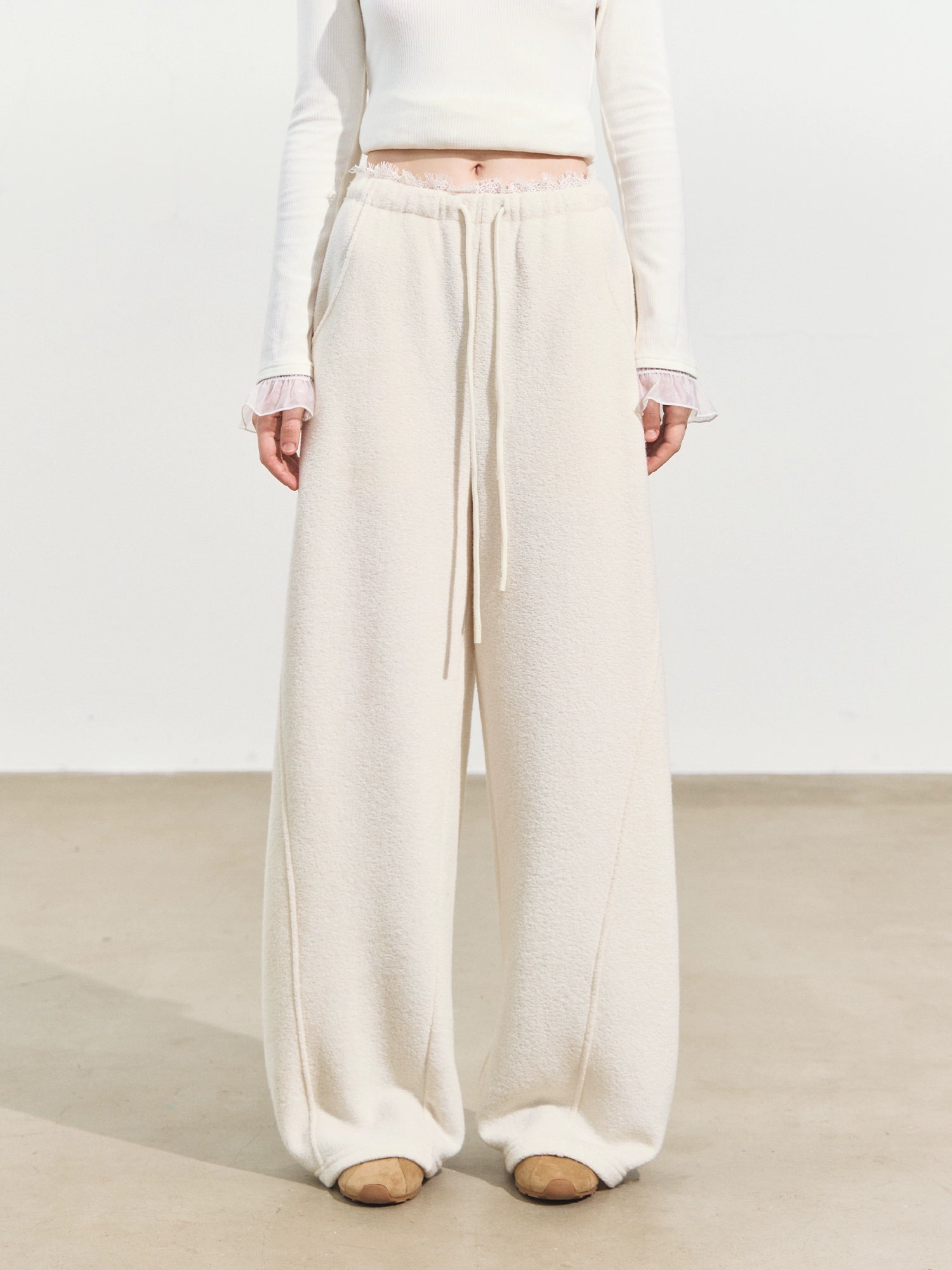 Plush Terry Fleece High-Neck Zip-up Sweatshirt & Banana Pants Set - CHINASQUAD