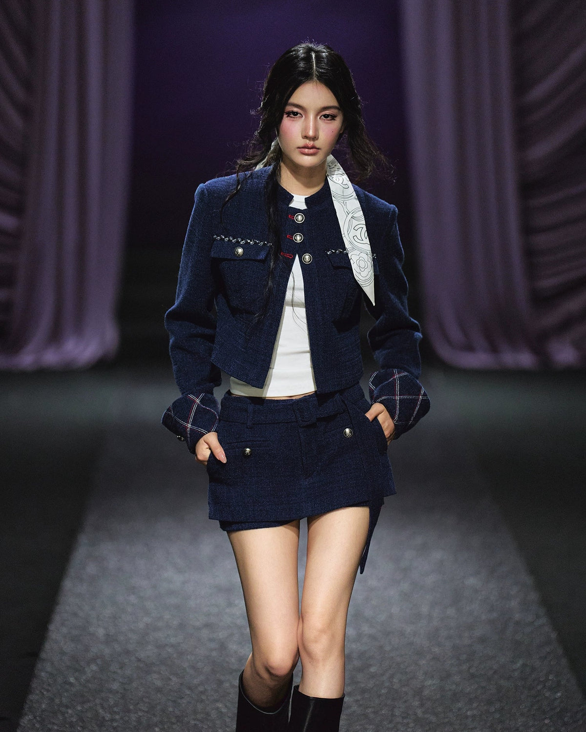 AGAM STUDIO Quilted Stitch Jacket & A-Line Skirt Set – view 3
