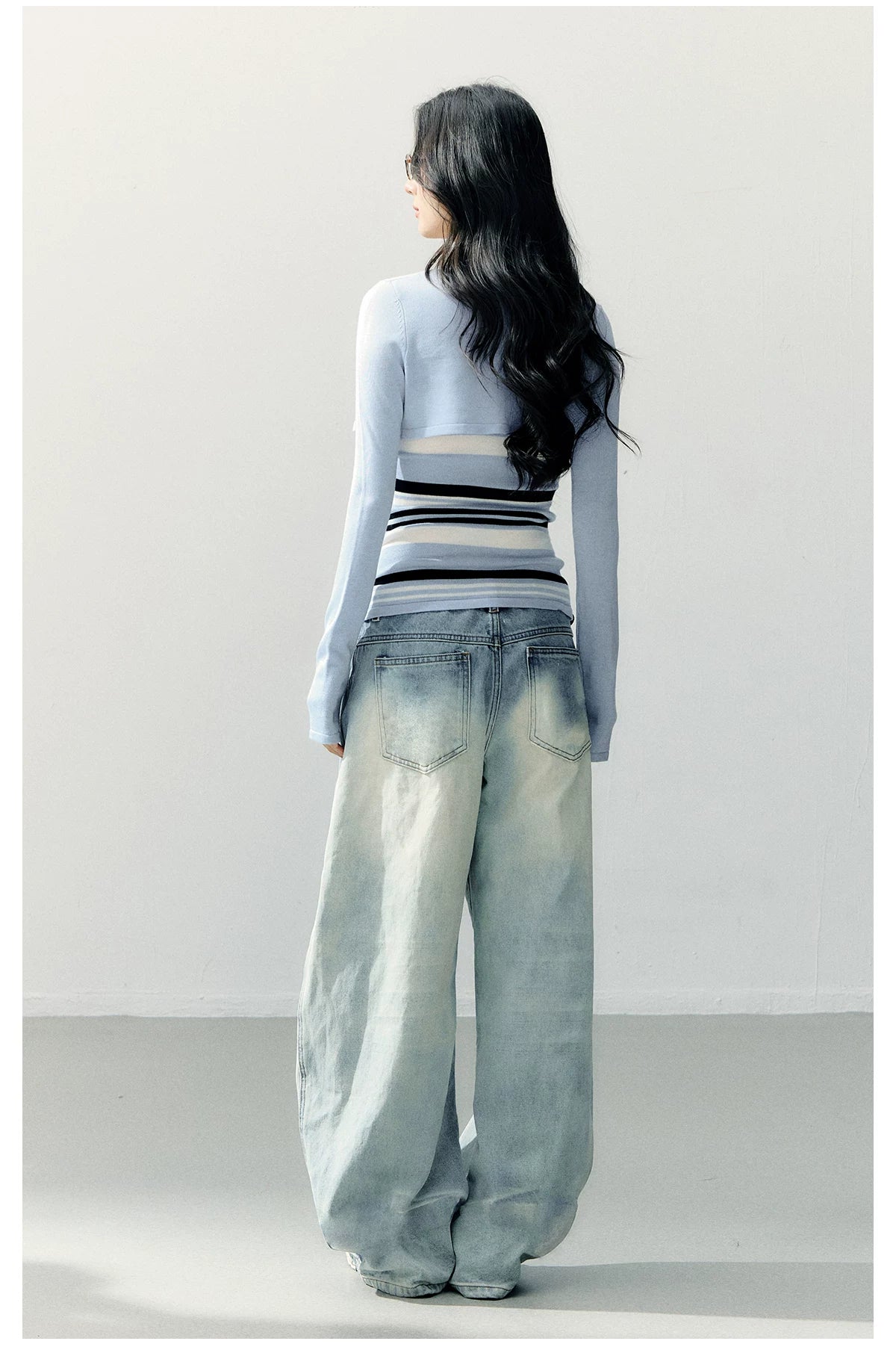 Structured Vest & Striped Camisole Two-Piece Set