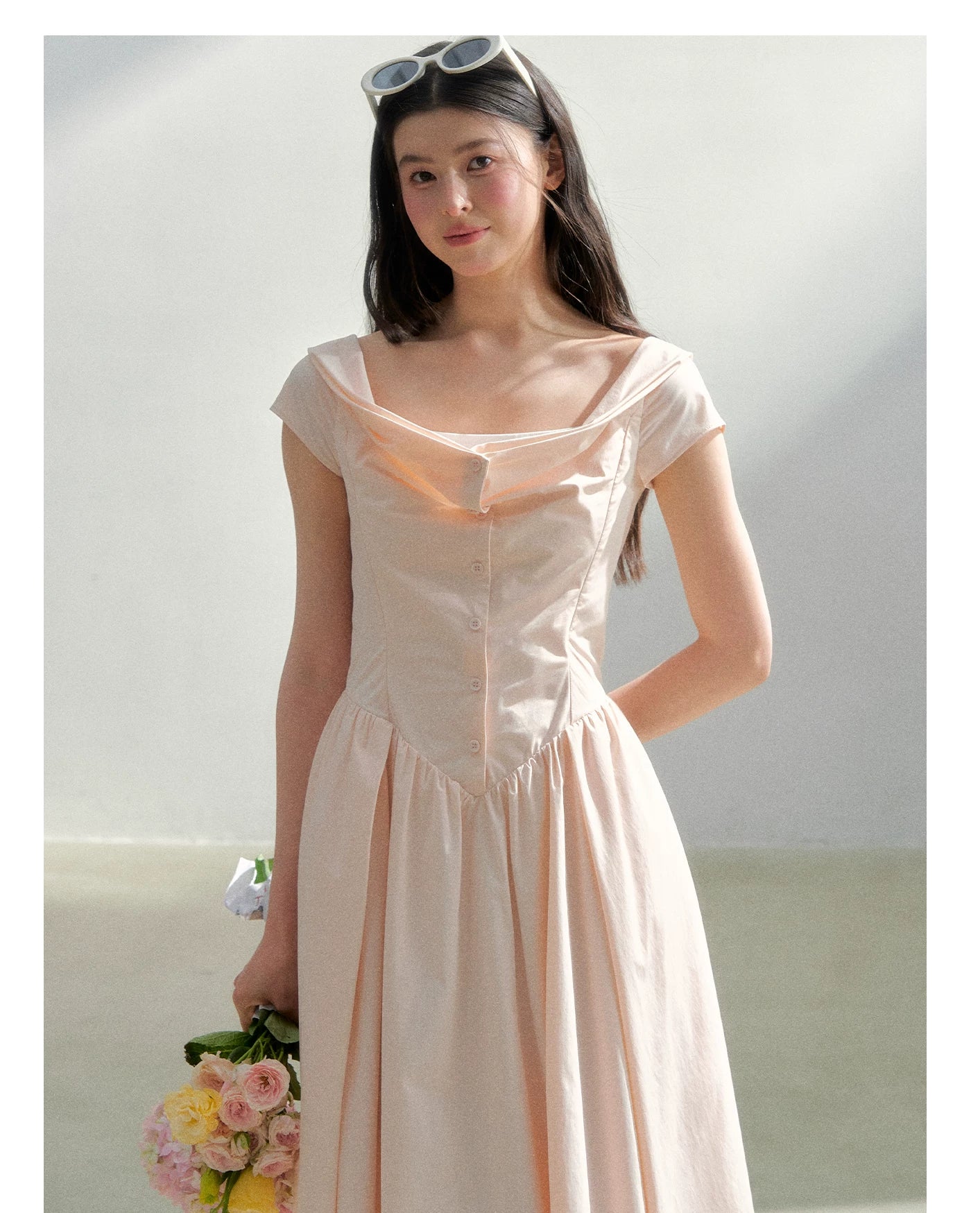 Pink Off-Shoulder Design Dress