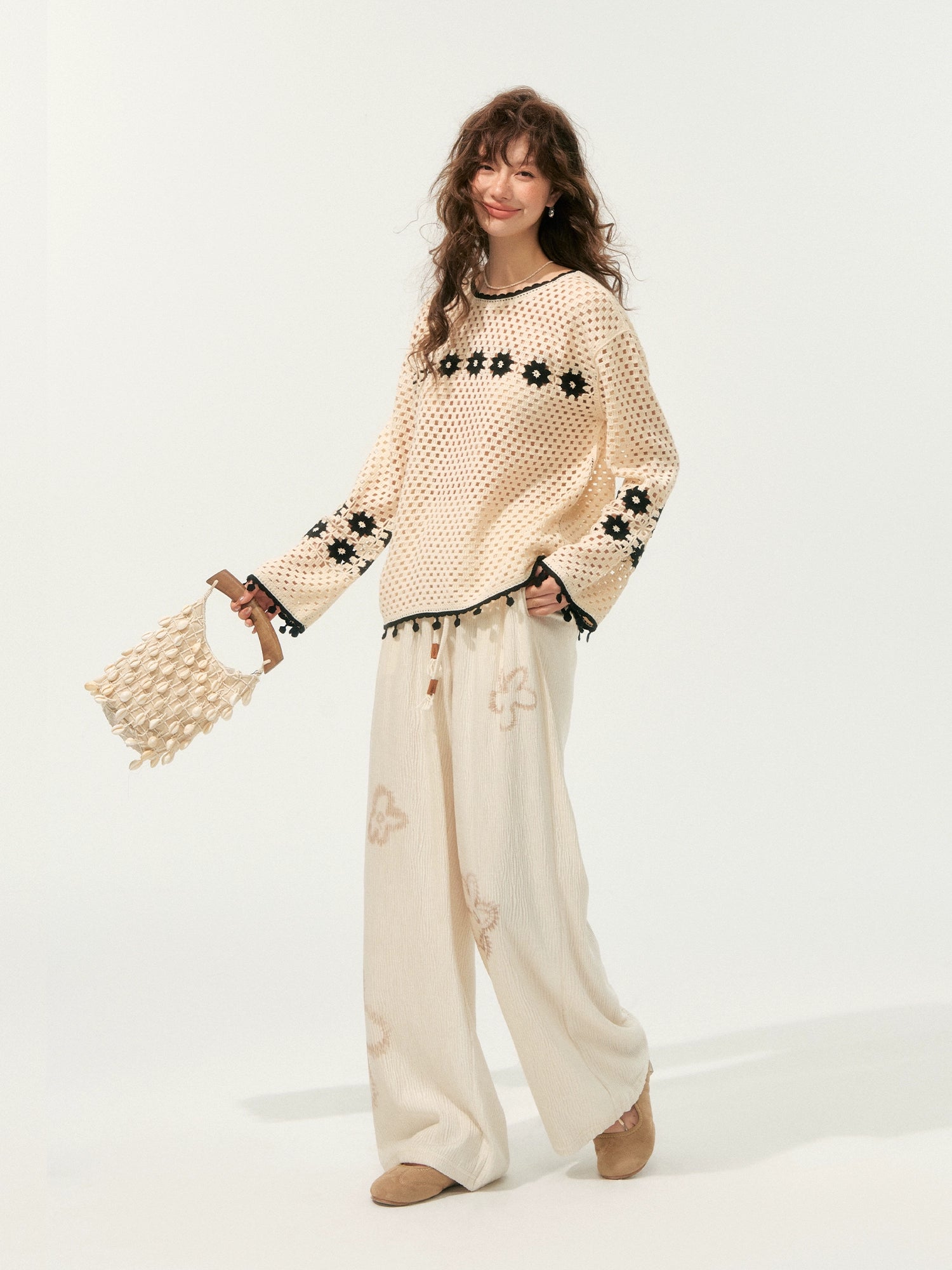 Hollow Out Pullover Crochet Crewneck - CHINASQUAD