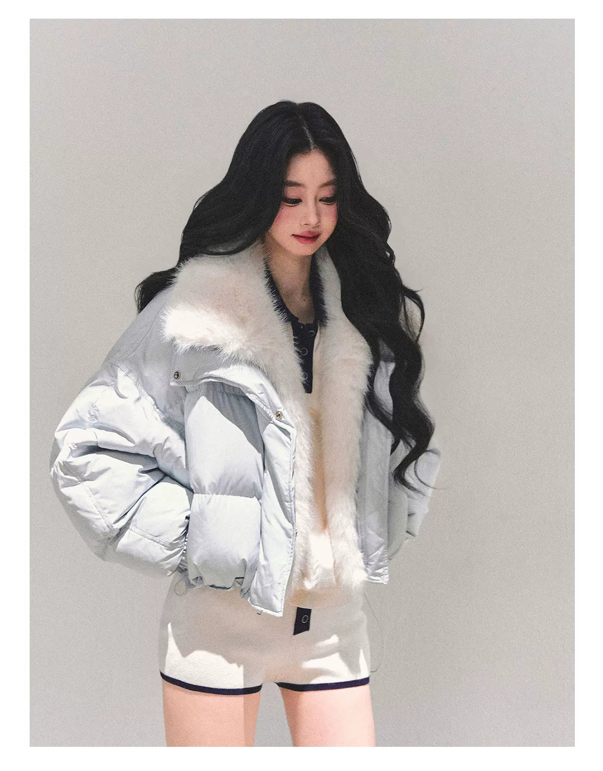 Short White Duck Down Puffer Jacket