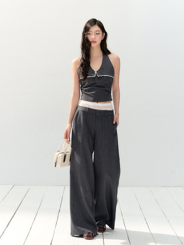 Striped Suit Blazer-style Top & Pant Set - CHINASQUAD