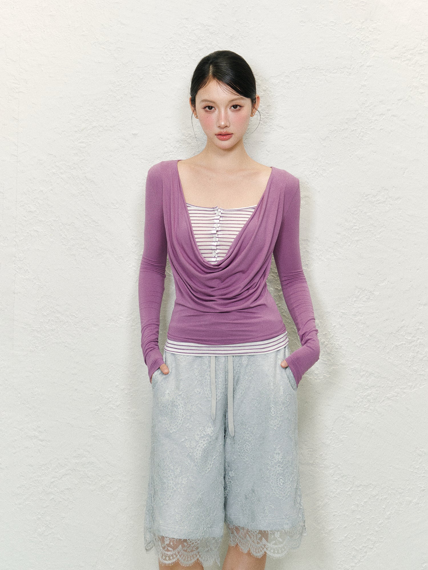 Lace-Trim Wide-Legged Shorts - CHINASQUAD