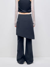 Color Blocking Fake Two-piece Zipper Slightly Flared Skirt - CHINASQUAD